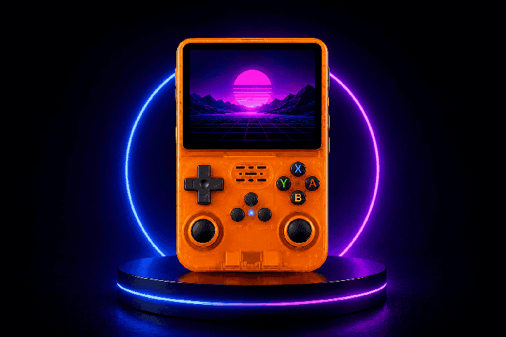 R36S handheld — Burnt Orange